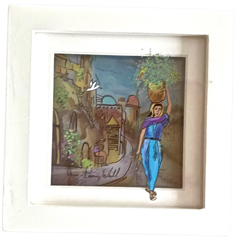 Jean Pierre Weill Signed 3D Painting on Glass Biblical Ruth New in Box - Picture 2 of 8